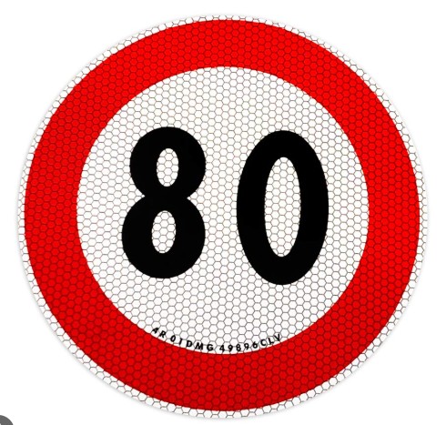 Disco adesivo limite velocità 80 km/h - codice T99003