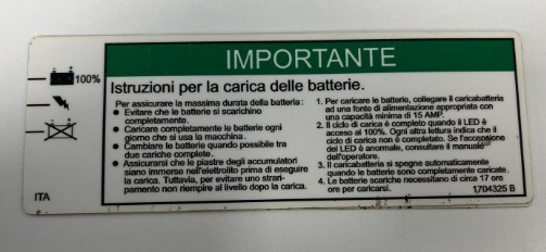 DECAL,BAT CHARGE INSTR (ITA) - codice 1704325