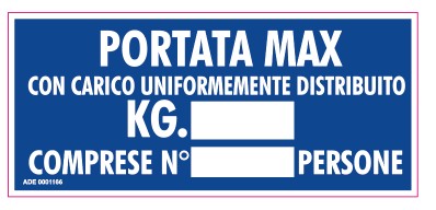 Adesivo 'portata max' + n°persone - codice 99-ADE0001166