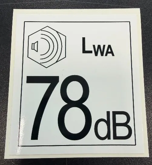 SIGN 'NOISE LEVEL 78 dB' - codice 33696