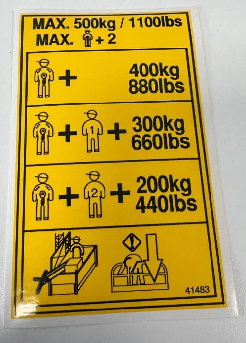 SIGN "3 PERS/200-500KG" - codice 41483