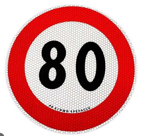 Disco adesivo limite velocità 80 km/h - codice 10-T99004