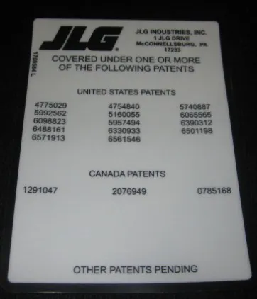 1 - DECAL, PATENT (BLK) - Codice 00-1700584