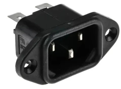 Connettore IEC Maschio 2P Su flangia, terminazione Innesto rapido,15A 250 V Series: SR Series - codice 108-7820949
