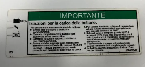 DECAL,BAT CHARGE INSTR (ITA) - codice 00-1704325