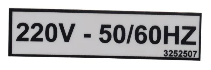 NAMEPLATE, 220V-50/60HZ - codice 00-3252507