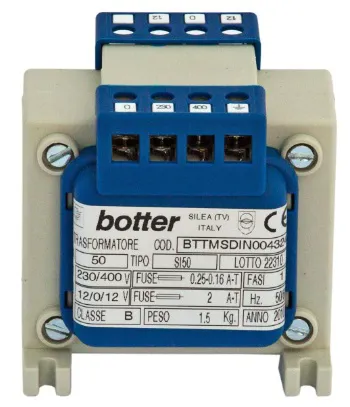TRASFORMATORE MONOF. 50VA P.230-400V S.12-0-12V P/MODULO DIN - codice 102-428739