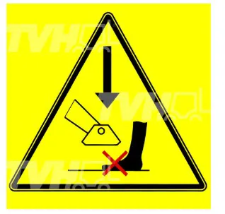 Adesivo pericolo schiacciamento piede su stabilizzatore - codice 43-275329