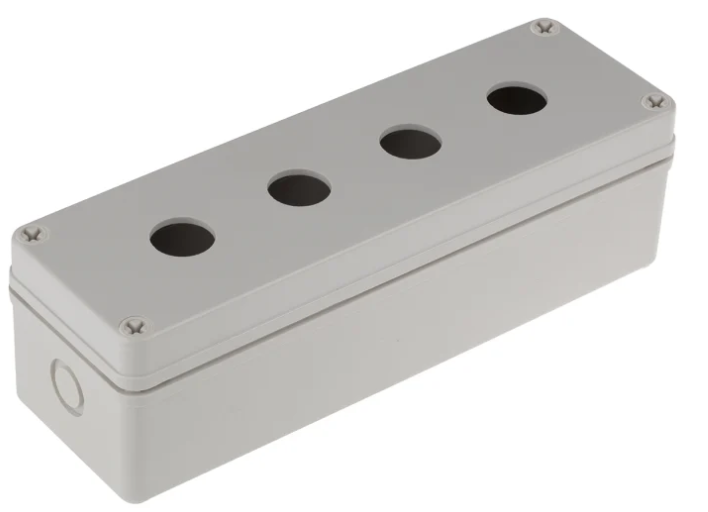Scatola per pulsante RS PRO, 4 fori, Ø 22.5mm, 70 x 250 x 80mm, IP66 - codice 108-1828658